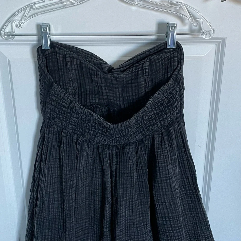 Anthropologie Black Waffle Knit Linen Beach Strapless Harem Jumpsuit - 35353 - Picture 9 of 16